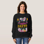 Sweatshirt Happy Easter Bunny Ears Rabbit Paws Easter Eggs &  (Devant entier)