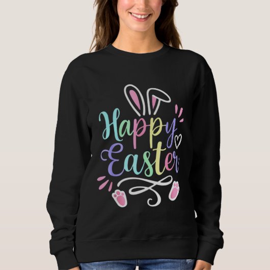 Sweatshirt Happy Easter Bunny Rabbit Face  Easter Day Women G (Devant)