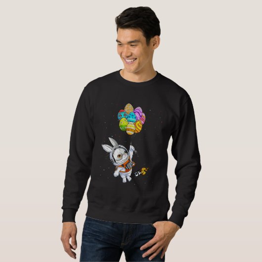 Sweatshirt Happy Easter Day Bunny Egg astronaut Space Boys Gi (Devant entier)