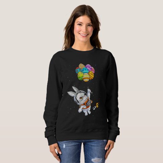 Sweatshirt Happy Easter Day Bunny Egg astronaut Space Boys Gi (Devant entier)
