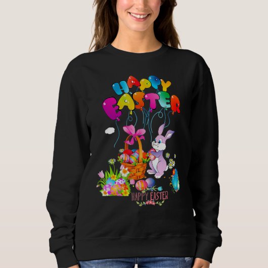 Sweatshirt Happy Easter Day Bunny Spring Gnome Easter Egg Hun (Devant)