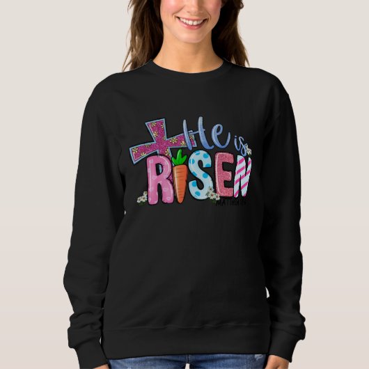 Sweatshirt Happy Easter he is risen cross carrot Easter Day (Devant)