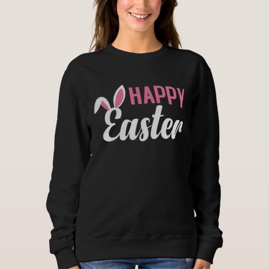 Sweatshirt Happy Easter Season Bunny Rabbit Ears Feet Christi (Devant)