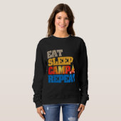 Sweatshirt Happy Eat Sleep Camp Répéter Bootcamp Camping Summ (Devant entier)