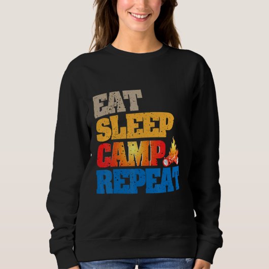 Sweatshirt Happy Eat Sleep Camp Répéter Bootcamp Camping Summ (Devant)