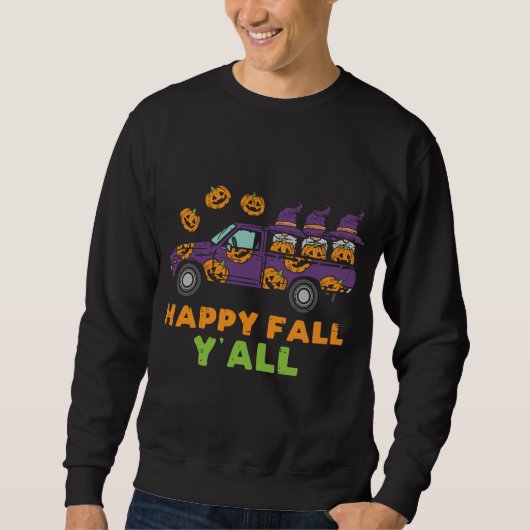 Sweatshirt Happy Fall Y'all Gnome Leopard Citrouille Automne (Devant)