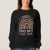 Sweatshirt Happy First Day of 2nd Grade Rainbow Leopard Teach (Devant)