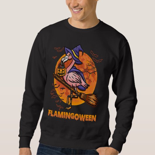 Sweatshirt Happy Flamingoween Witch Pumpkin  Flamingo Hallowe (Devant)