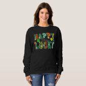 Sweatshirt Happy Go heureux Leopard design clo du jour de St  (Devant entier)