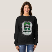 Sweatshirt Happy Go Lucky Messy Bun Shamrock St Patrick's Day (Devant entier)
