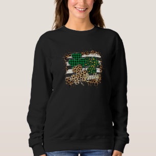 Sweatshirt Happy Go Lucky Shamrock Leopard Plaid C St Patrick