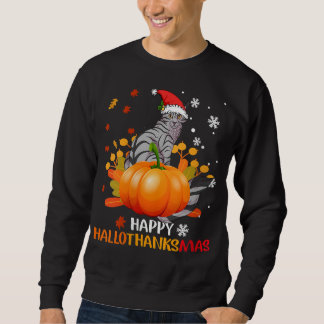 Sweatshirt Happy HalloThanksmas Amoureux des chats maillot ca