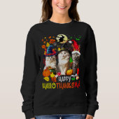 Sweatshirt Happy HalloThanksMas Chats (Devant)
