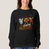 Sweatshirt Happy Hallothanksmas Family Cute Ghost Turkey Sant (Devant)
