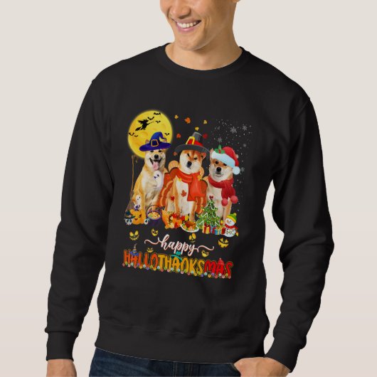 Sweatshirt Happy Hallothanksmas Shiba Inu Wizard Hat Turkey S (Devant)