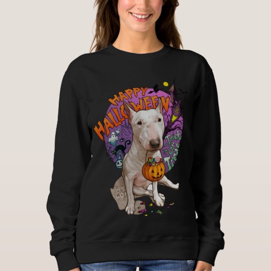 Sweatshirt Happy Halloween Bull Terrier Costume Cute Bully Do (Devant)