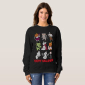 Sweatshirt Happy Halloween Cat Characters Mummy Dracula Bat S (Devant entier)