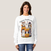 Sweatshirt Happy Halloween Chats Fox Citrouille (Devant entier)