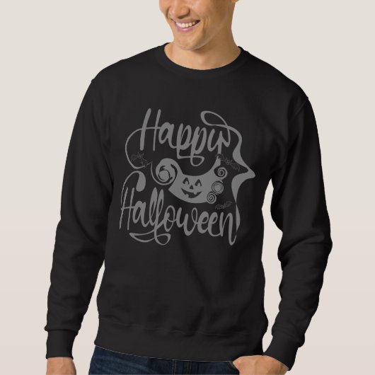 Sweatshirt Happy Halloween chauves-souris Jack-o'-lantern (Devant)