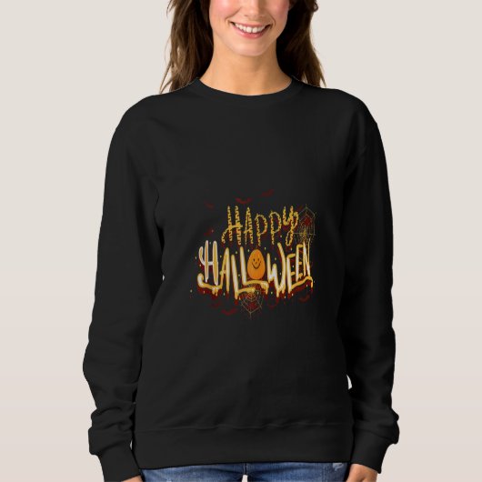 Sweatshirt Happy Halloween Funny Citrouille Spider (Devant)