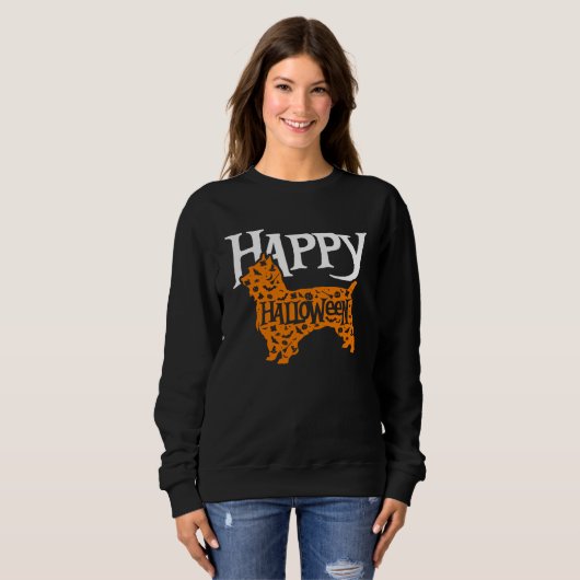 Sweatshirt Happy Halloween Silky Terrier (Devant entier)
