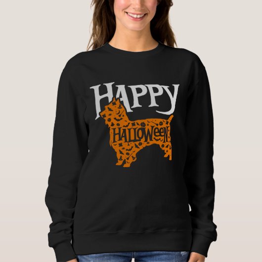 Sweatshirt Happy Halloween Silky Terrier (Devant)
