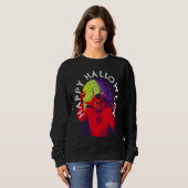 Sweatshirt Happy Halloween Spooky Devil Satan in Full Moon (Devant entier)