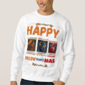 Sweatshirt Happy HallowThanksMas T-rex (Devant)