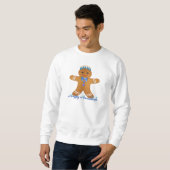 Sweatshirt Happy Hanoukka Gingerbread Man Menorah (Devant entier)