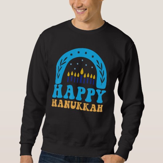 Sweatshirt Happy Hanukkah Chanukah Rainbow Menorah Jewish Hol (Devant)