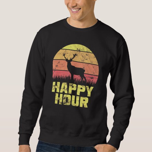 Sweatshirt Happy Hour Deer Sunset Chasse 1 (Devant)