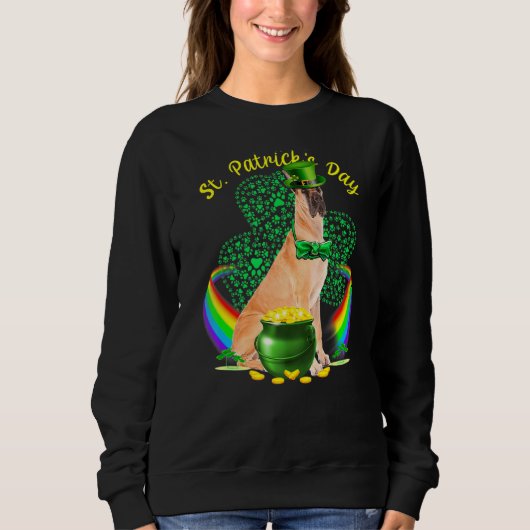 Sweatshirt Happy Jour de la Saint Patrick Great Dane Leprecha (Devant)