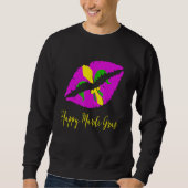Sweatshirt Happy Mardi Grass Violet Lipstick Fleur De Lis Col (Devant)
