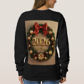 Sweatshirt happy new year 2026 festive wreath hoodie (Dos)