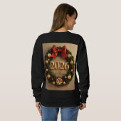 Sweatshirt happy new year 2026 festive wreath hoodie (Dos entier)