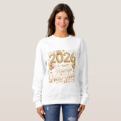 Sweatshirt Happy New Year 2026 Gold Lettering T‑Shirt with Ba (Devant entier)