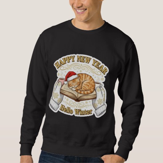 Sweatshirt Happy New Year Cat Lover Gift Hello Winte T-Shirt (Devant)