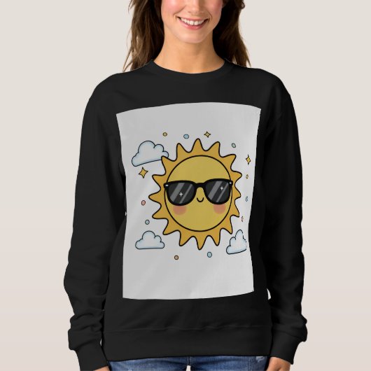 Sweatshirt Happy Smiling Sun Cartoon - Minimalist Kawaii Suns (Devant)