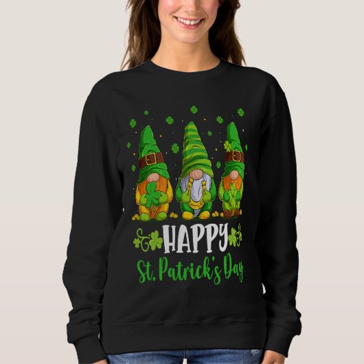 Sweatshirt Happy St Patricks day gnomes Shamrock Lucky boys g (Devant)
