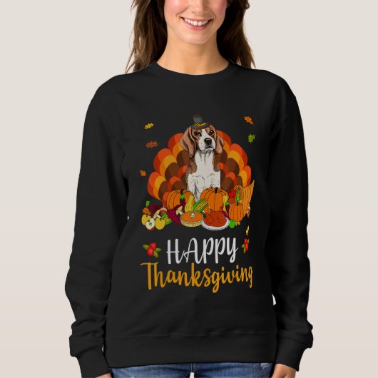 Sweatshirt Happy Thanksgiving Beagle Dog Turkey Pet (Devant)