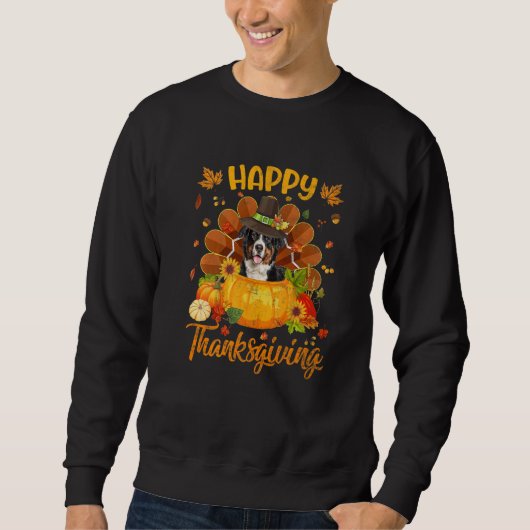 Sweatshirt Happy Thanksgiving Bernese Mountain Dog Turkey Pum (Devant)