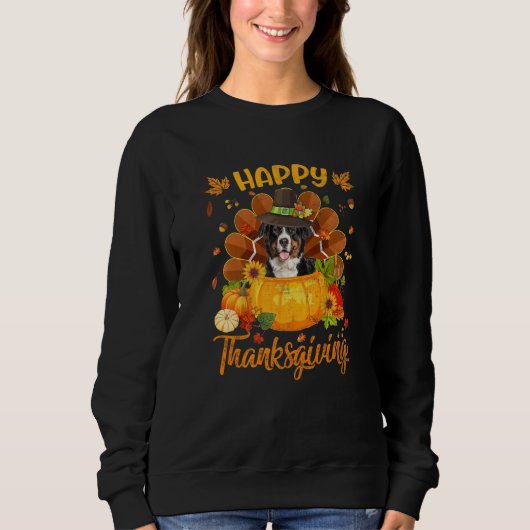 Sweatshirt Happy Thanksgiving Bernese Mountain Dog Turkey Pum (Devant)