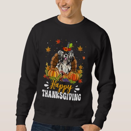 Sweatshirt Happy Thanksgiving Shih Tzu Dog Turkey Pumpkin (Devant)
