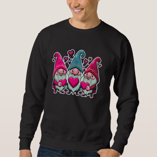Sweatshirt Happy Valentine's Day Cute Gnomes Graphic Romantic (Devant)