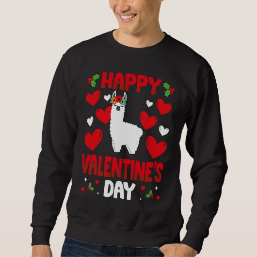 Sweatshirt Happy Valentines Day Llama Heart Love Animal (Devant)