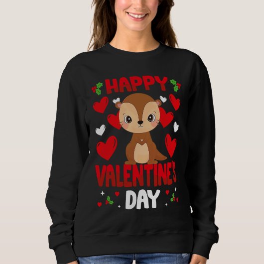 Sweatshirt Happy Valentines Day Otter Heart Love Animal (Devant)