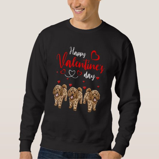 Sweatshirt Happy Valentine's Day Three Cute Cockapoo Dogs Lov (Devant)