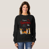 Sweatshirt Happy Valentine's Day Three Cute Corgi Dogs Lover  (Devant entier)