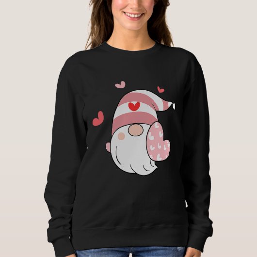 Sweatshirt Happy Valentineu2019s Day Gnome with Pink Heart (Devant)