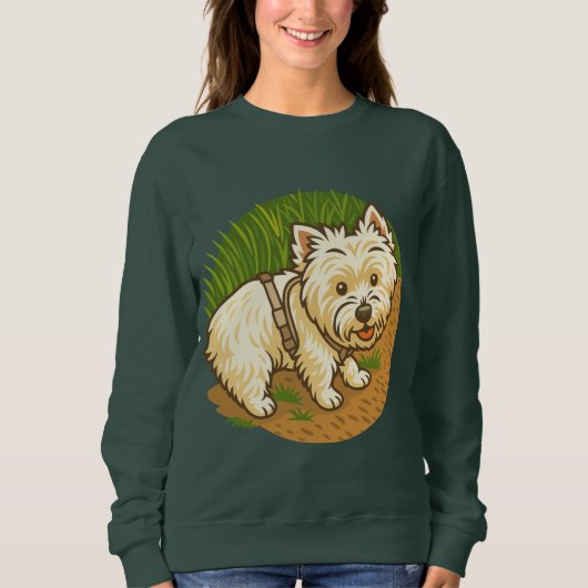 Sweatshirt Happy Westie on Nature Trail (Devant)